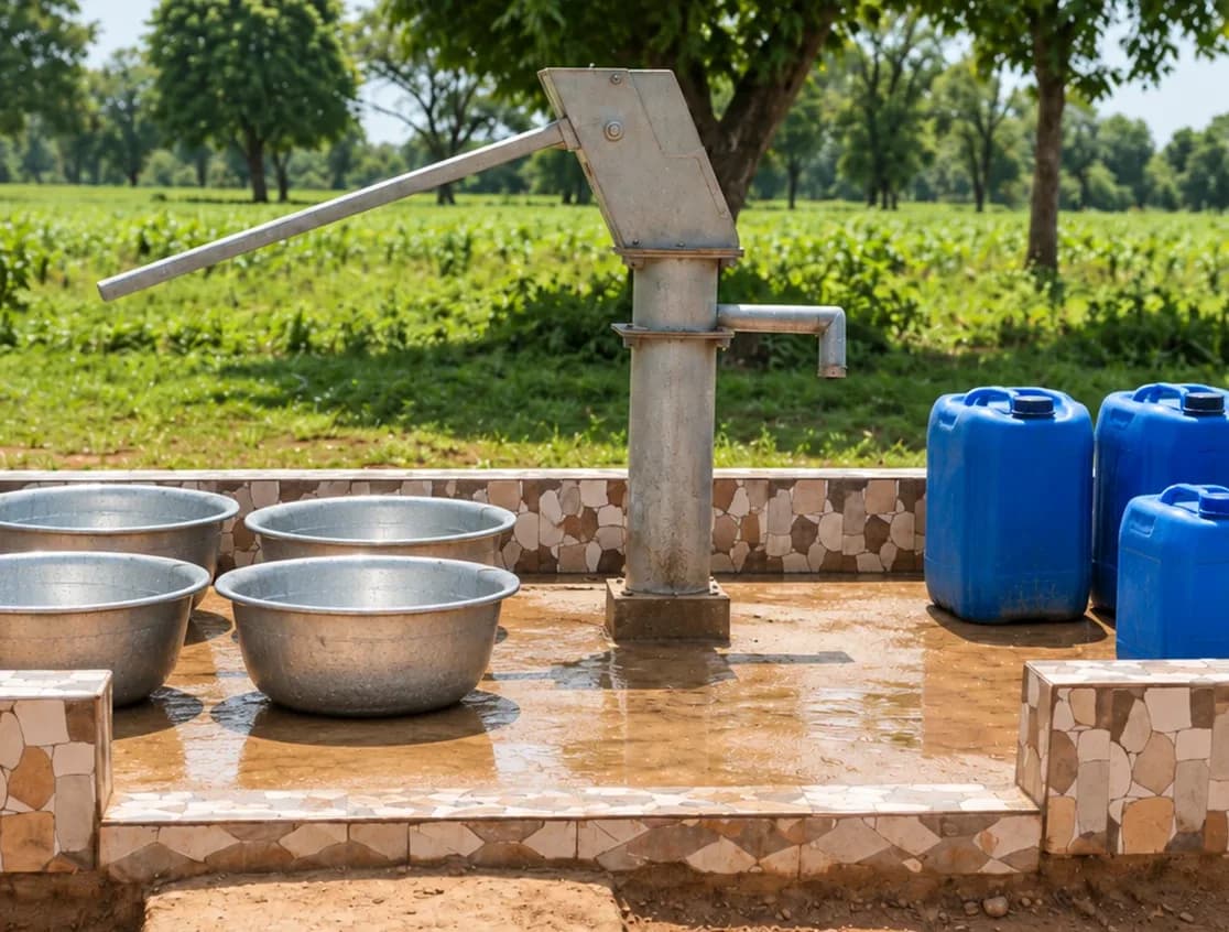 Forage pompe à main (110 m de profondeur) au Bénin