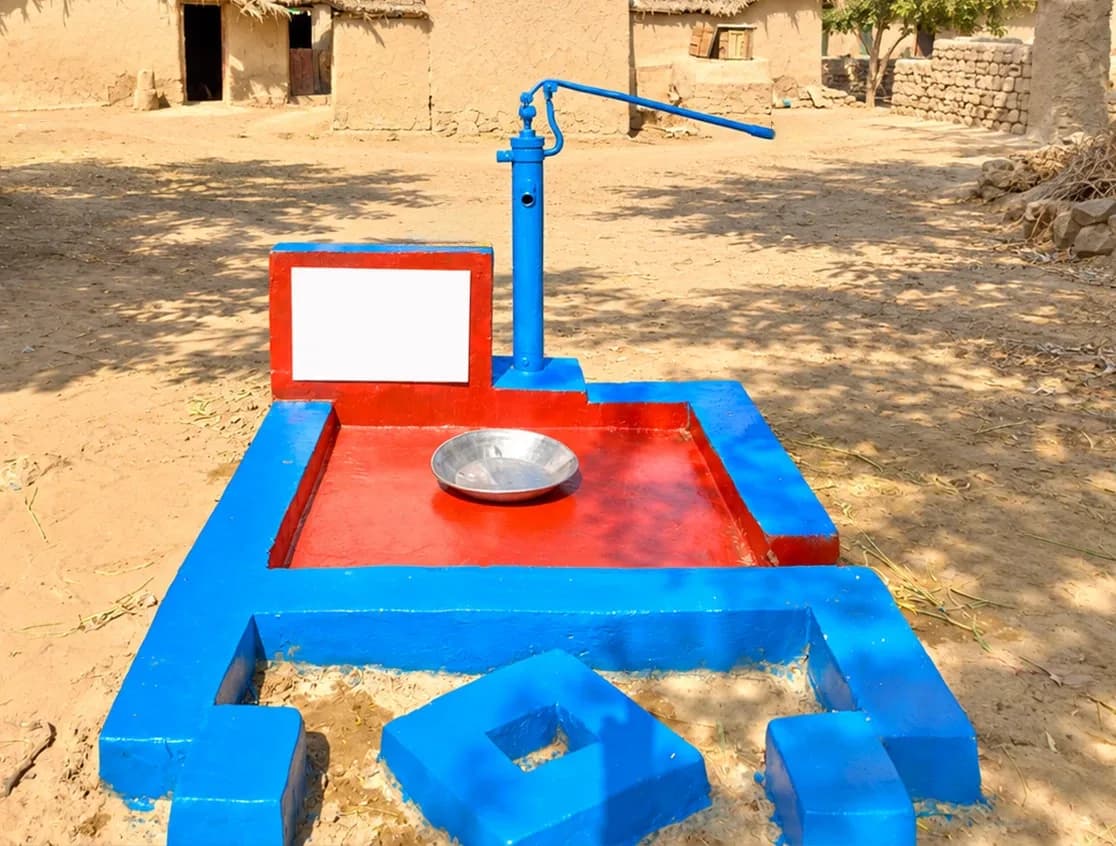 Petit puits à pompe à main au Pakistan